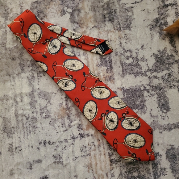 Lands' End Red Silk Men's Bicycle Tie - biking, cycle, Excellent conditi… - Picture 7 of 13